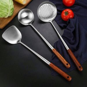 Utensilios de cocina del fabricante: Juegos de herramientas de cocina, espátulas de acero inoxidable con mango de madera - Product Image 4