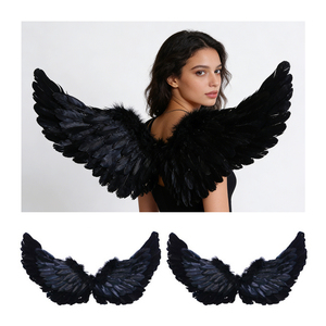 Ailes de Diable pour Halloween, Costume de Scène, Ailes d'Ange Noires en Plumes avec Sangles Élastiques – Grande Vente - Product Image 1