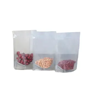 Custom Chinese supplier Transparent pe Dry fruit tea food packaging standing zipper bag