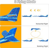 Lot de 2 Jouets d'avion en plastique avec lanceur, avion à éjection, 2 modes de vol, planeur en mousse LED, jouet volant d'extérieur