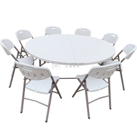Table à manger pliante moderne en HDPE de 1,80 m pour intérieur/extérieur, capacité de 8 personnes, longue et extensible, avec chaises et table en plastique durables – Direct Usine
