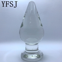 Juego de Tres Tapones Anales Grandes de Vidrio Transparente, Tapón Anal para Masturbación Anal, Expansión, Juguete Sexual para Adultos
