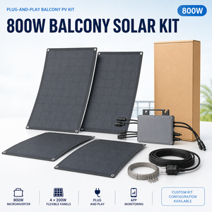 Kit Solar Monocristalino para Balcón, Sistema Fotovoltaico Plug and Play con <span class=keywords><strong>Microinversor</strong></span>, 4 Paneles Flexibles de 200W, Monitoreo por Aplicación Móvil - Product Image 1