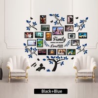 Autocollant mural en acrylique noir pour cadre photo d'arbre généalogique, effet visuel 3D, motif floral, décoration intérieure