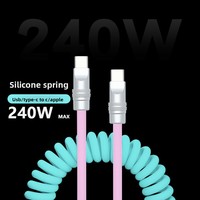 Kabel Pengisian Cepat 240W Kompatibel Mobil, Tipe-C, Tembaga Murni, Nilon, Warna-warni, Kepang, untuk iPhone 16 dan Perangkat Android