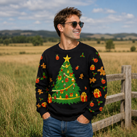Pulls en tricot jacquard personnalisés OEM & ODM pour hommes, col rond, style « Ugly Christmas Sweater » – Vente en gros