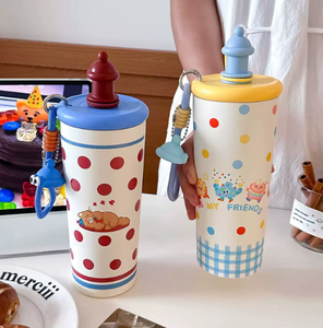 700ml Cartoon-designed <b>Large</b>-capacity Insulated Tumbler For Girls - Stainless Steel Coffee <b>Cup</b>, Portable & Cold-retaining - Product Image 2