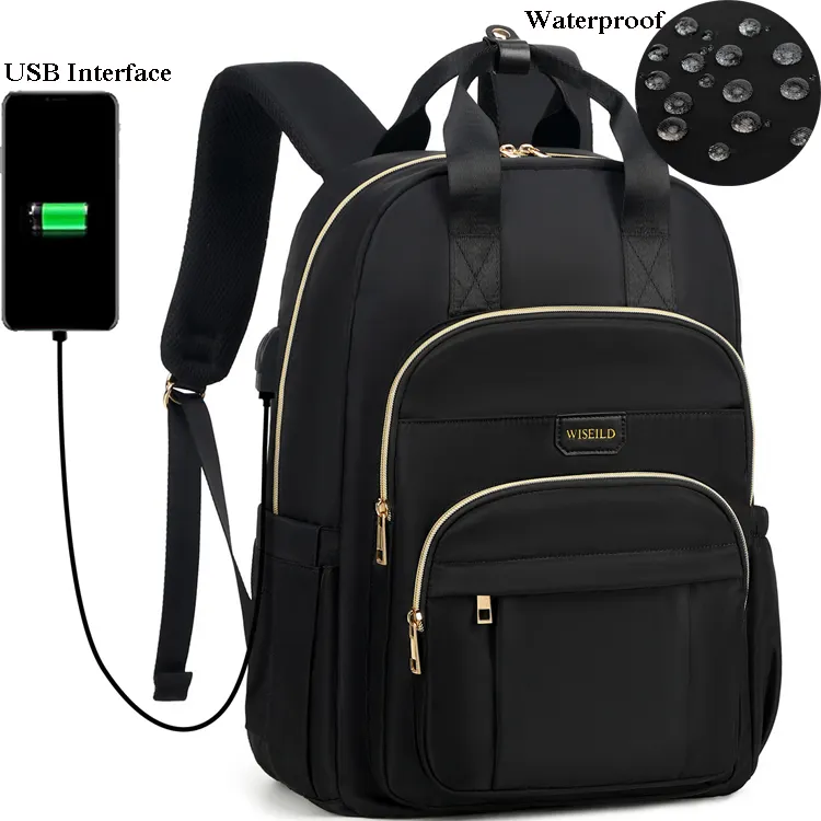 저렴한 MOQ 여성 여행 16 인치 비즈니스 노트북 가방 숙녀 배낭 대학 학교 노트북 배낭 가방 USB 충전 구획