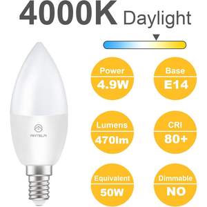 หลอดไฟแอลอีดี แอนเทล่า E14 5W 4000K สีขาวนวล 470LM B11 ตัวเรือนพลาสติก สวิตช์แบบแมนนวล อายุการใช้งานยาวนาน 15000 ชม. รับประกัน 3 ปี - Product Image 5