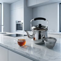 Bouilloire à thé et à eau en acier inoxydable de qualité commerciale avec couvercle, compatible induction, design moderne et écologique, pratique pour faire bouillir l'eau