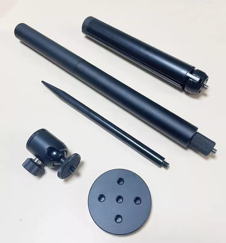 Negro-imán giratorio + PALO + pico de plata y trípode