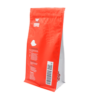Sachets de café à fond plat 12oz 340g avec fermeture éclair, pochette verticale avec valve, noir mat, logo personnalisé, emballages de café en gros