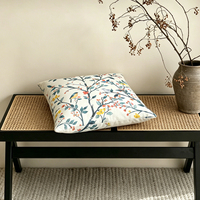 Housse de coussin vintage à imprimé floral et oiseaux en aquarelle, taie d'oreiller carrée personnalisée avec fermeture éclair pour canapé, salon et lit