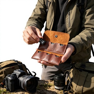 Premium Leather <b>Camera</b> Memory Card Bag Protective SD Card Holder Travel Storage Pouch with Personalized Branding - Product Image 6
