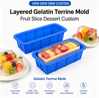 Gelatinevorm van siliconen, voedselveilig, lang rechthoekig, voor gelaagde fruitbuffet-service.