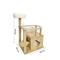 Tour à chat robuste en bois, écologique et sécurisée, avec perchoir, nid et griffoir moderne, mobilier multi-niveaux pour chatons, type villa