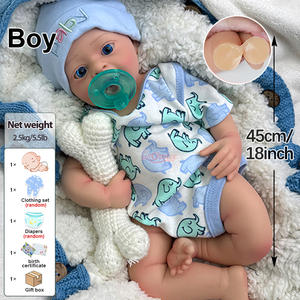 Muñecas <span class=keywords><strong>Reborn</strong></span> de Silicona Suave de Cuerpo Completo, Ojos Brillantes, 18 Pulgadas, Muñeco Bebé Recién Nacido, Sostiene Chupete Real, Colección de Artista - Product Image 3