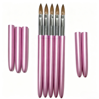 Pinceau à ongles en acrylique 100% pur Kolinsky Allemagne, usage professionnel de luxe, logo personnalisé sur le capuche, manche en métal rose