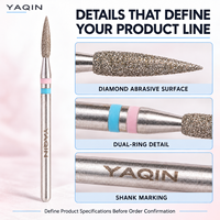 En gros, embouts de freinage diamantés de haute qualité, forme goutte, pour manucure russe, avec logo personnalisé, ensemble de fraises diamantées pour ongles