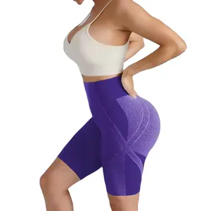 Custom Dames Hoge Taille Vijfkwart Broek Ademende Naadloze Yoga Shorts Abdominale Heup Lift Sneldrogende Hardlooplegging
