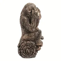 Ensemble de statues en résine Offre Spéciale classiques des trois singes sages, finition bronze antique avec socle en bois, décor de bureau à domicile philosophie pour bureau