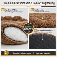 Lit pour chat en forme de patte d'ours, canapé-lit pour chien chaud d'hiver, lit pour animaux de compagnie en peluche épaisse toutes saisons pour grands chiens, plusieurs tailles, vente en gros OEM
