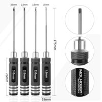 Jeu de tournevis hexagonaux - 4 pièces 1,5 mm 2,0 mm 2,5 mm 3,0 mm - Kit d'outils pour la maintenance de précision