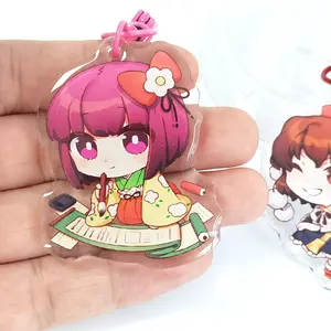 Cheap High Quality Custom Anime Printed Cartoon Epoxy Resin Acrylic Charms Key Chains For Gift