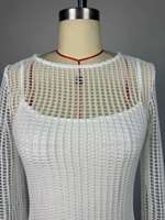 HK73456 Fournisseur de vêtements de boutique Robe camisole élégante et décontractée pour femme, à découpes, col rond, patchwork, sequins, coupe ajustée, manches longues