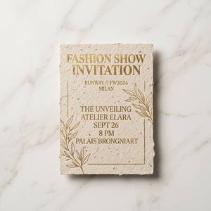 Invitations d'événements en papier grainé avec feuille d'or |   Cartes d'invitation biodégradables et plantables |   Cartes d'insertion pour mariages et événements d'entreprise - Product Image 1