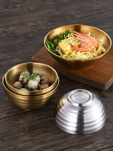 Ciotola a doppia parete in stile coreano in acciaio inossidabile piccola ciotola di riso in metallo con ciotola di Noodle fredda - Product Image 3
