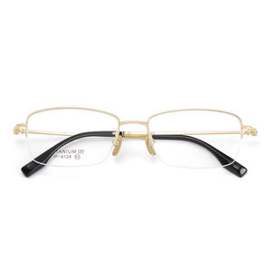 Monture de lunettes semi-cerclées carrées en titane pour homme 6124, verres en résine légers, origine Danyang - Product Image 5