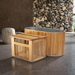 ICEMEND Wooden Bathtub Cold Water Therapy Soaking Professional Ice Bath Plunge <b>Tub</b> with Stainless Steel Liner for Indoor Outdoor - Product Image 1