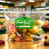 Sacs Ziplock transparents personnalisés avec logo pour l'emballage alimentaire au réfrigérateur, sacs d'emballage alimentaire personnalisés pour aliments, sacs en plastique transparent imprimés pour fruits