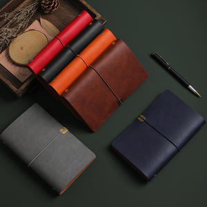 Vente en gros A6 couverture en cuir antique cahier à feuilles mobiles avec sangle rétro Art personnalisable Journal en cuir Journal fournitures scolaires - Product Image 2