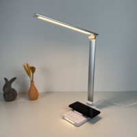 Lampe de Bureau LED Luxueuse Noire Multifonctionnelle pour Étude et Lecture, Protection Oculaire, Port de Chargement USB et Chargeur Sans Fil