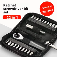 Jeu de tournevis multifonctionnel 22-en-1 avec clé à cliquet portable en acier au chrome-vanadium, sac en toile pour outils ménagers