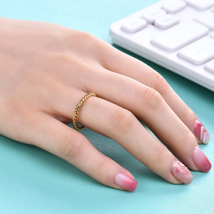 Twisted Stainless Steel <b>Ring</b> 2Mm Round Bead Geometric Design Unisex Jewelry Gift - Product Image 2