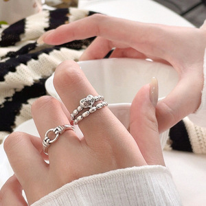 S925 Sterling Silver Heart Shaped <b>Open</b> <b>Ring</b> For Women Japanese Korean Design Light Luxury Fashion Jewelry Gift - Product Image 3