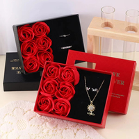Boîte cadeau romantique avec fenêtre et sac, pour la Saint-Valentin, pour bague, pendentif, bijoux, avec fleurs