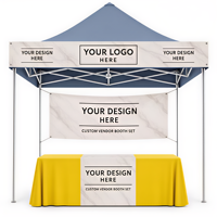 Kit d'affichage personnalisé OEM, tente à auvent, bannière de fond entièrement imprimée, housse de table d'exposition, housse de table imprimée, imperméable pour exposition