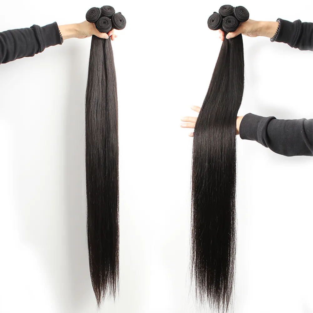 ฟรีตัวอย่าง Unprocessed Peruvian Straight Wave 8นิ้ว34นิ้วคุณภาพสูง100% Remy Hair Extension