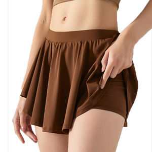 Celana pendek latihan olahraga 2-In-1 Logo kustom rok Mini pakaian tenis kebugaran Gym pinggang elastis untuk pakaian olahraga Golf Tenis - Product Image 1