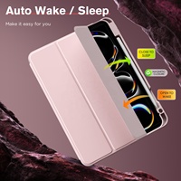 MoKo Design creux rose clair étui pour tablette souple TPU couverture arrière en cuir PU étui à trois volets pour iPad Pro 11 2024