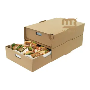 Sanduicheiro de hambúrguer com logotipo personalizado, lancheira grande de papelão para catering, bandeja de transporte, mesa de vapor completa, caixa quadrada para comida