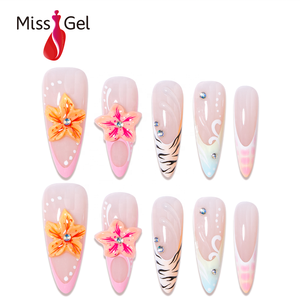 32 <span class=keywords><strong>Uñas</strong></span> Postizas de Estilo Salón con Forma de Stiletto, Diseño Floral <span class=keywords><strong>Pastel</strong></span>, Flores 3D y Diamantes de Imitación, <span class=keywords><strong>Uñas</strong></span> Artificiales Modernas - Product Image 1
