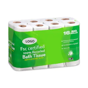 Factory Wholesale Guangzhou Papier Toilette 12/16 Pack Soft Absorbent Toliet Paper Recycled 2ply White Home Toilet Paper