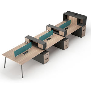 <span class=keywords><strong>MEETCO</strong></span> Mobilier de bureau modulable moderne du fabricant, 2-6 personnes, panneau de bureau, style bois, pour bureau - Product Image 1