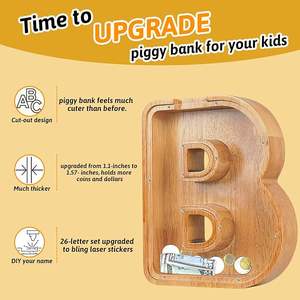Hucha con letras de regalo para banco especialmente hecha, 26 <span class=keywords><strong>Huchas</strong></span> de madera para juguetes para niños - Product Image 2