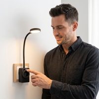 Lampe de lecture LED intelligente portable avec prise Euro, lumière murale pour prise EURO, flexible, CCT, contrôle tactile progressif pour chambre d'hôtel